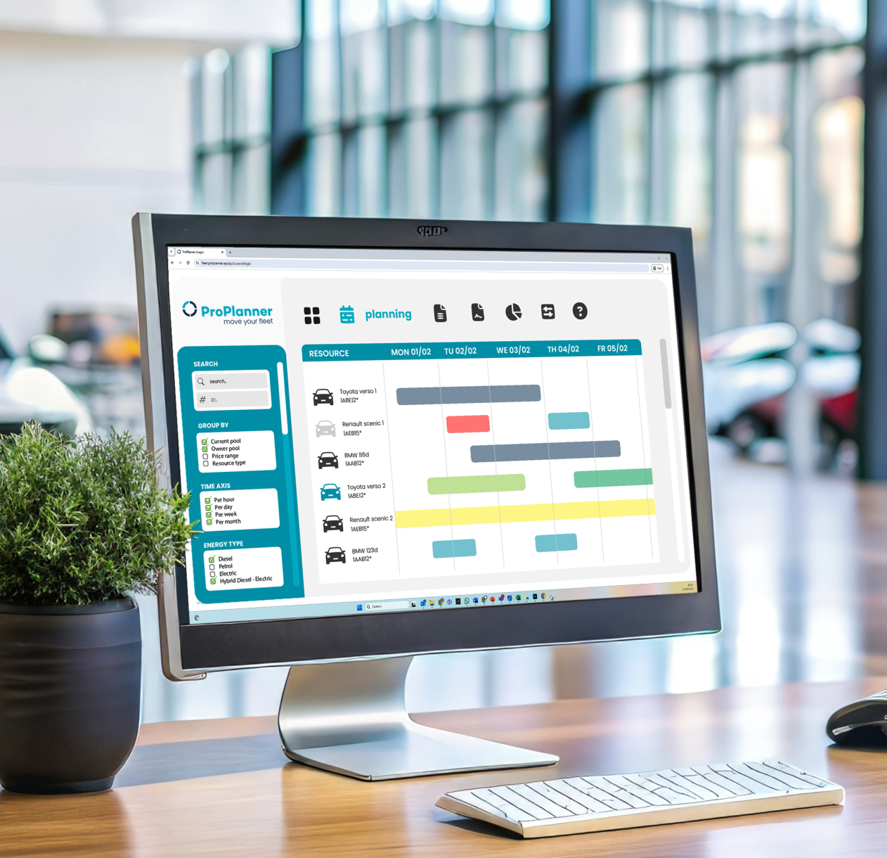 Planningscherm kleurrijk