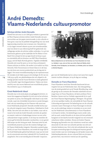 Neerlandia-NvN 117 - Nick Krekelbergh - André Demedts Vlaams-Nederlands cultuurpromotor