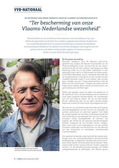 ONAF, december 2022 - Nick Peeters - Ter bescherming van onze Vlaams-Nederlandse wezenheid
