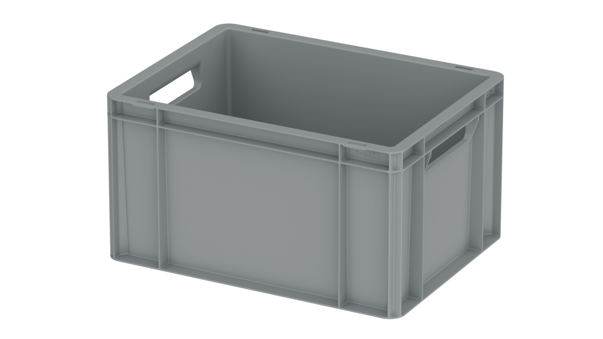 Bac gerbable norme europe, fond & parois pleines - 800x600 mm - E4322-1120 Bac gerbable norme europe, fond & parois pleines - 800x600 mm - E4322-1120