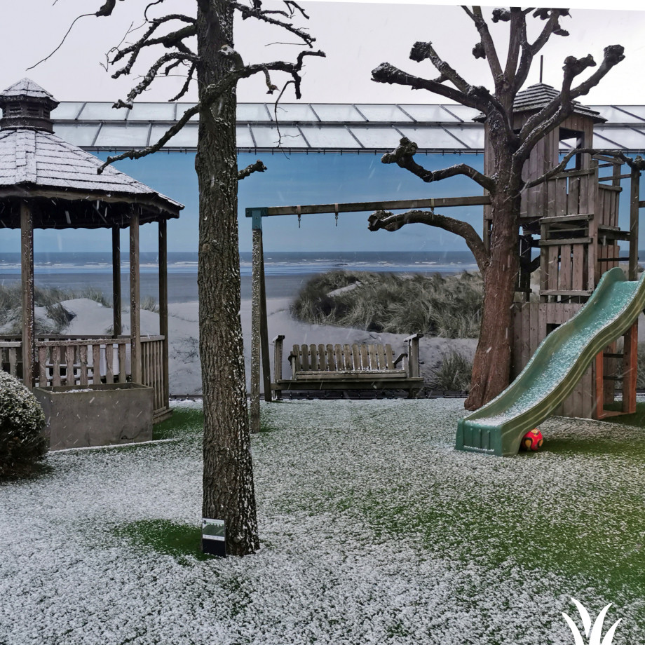 Grasmeester kunstgras - Sneeuw op kunstgras, wat een prachtig zicht.