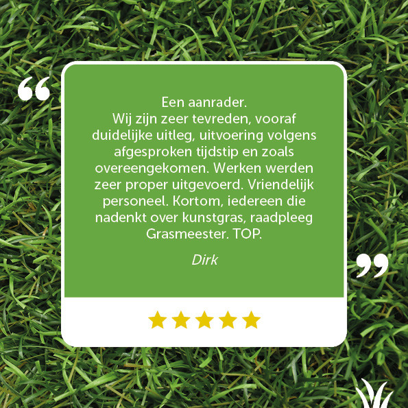 Grasmeester kunstgras - Onze missie? 100% tevreden klanten. 