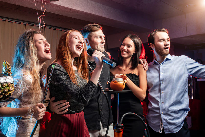 karaoke feestje fuif vrienden uitgaan zingen