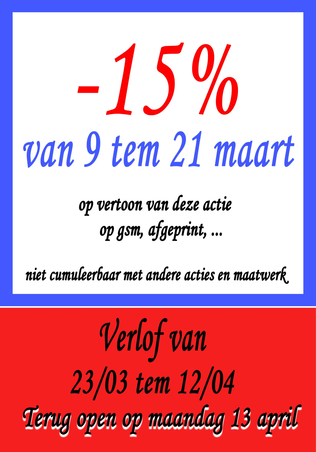 actie maart Voor verlof A4