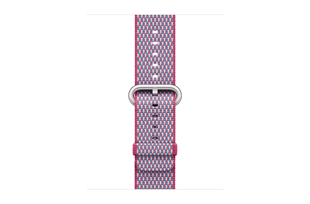 watchband-bessenrood geruit-geweven-38mm