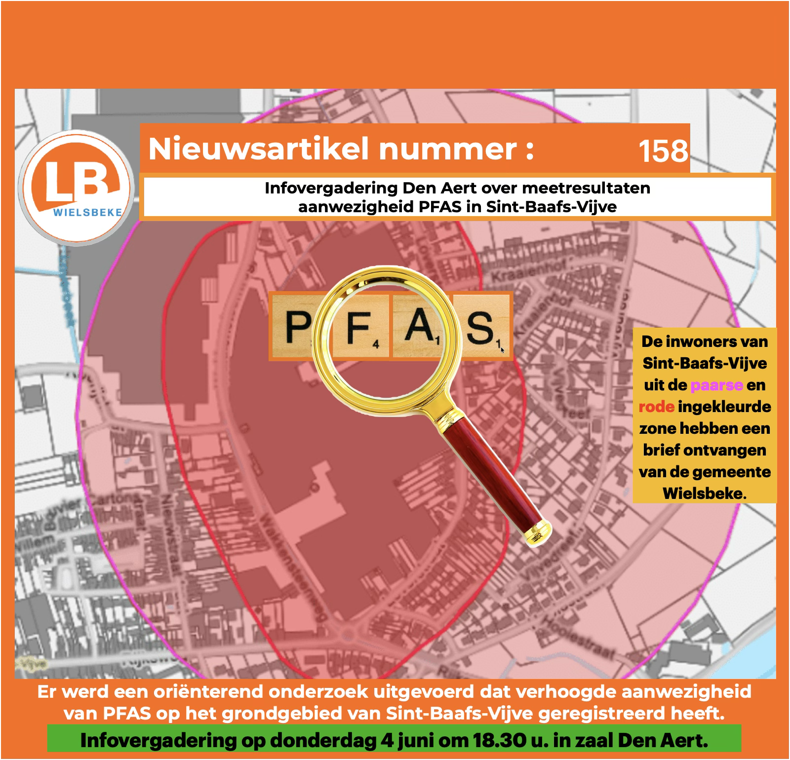 Infovergadering Den Aert over meetresultaten aanwezigheid PFAS in Sint-Baafs-Vijve