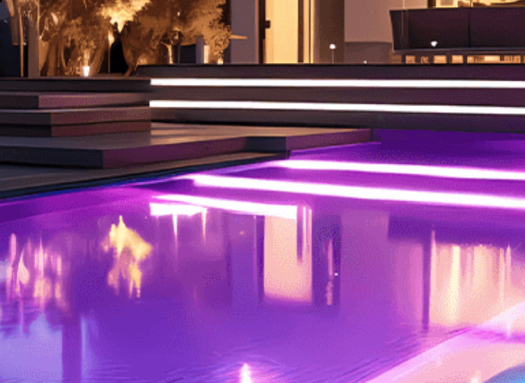 Pool with magenta lighting