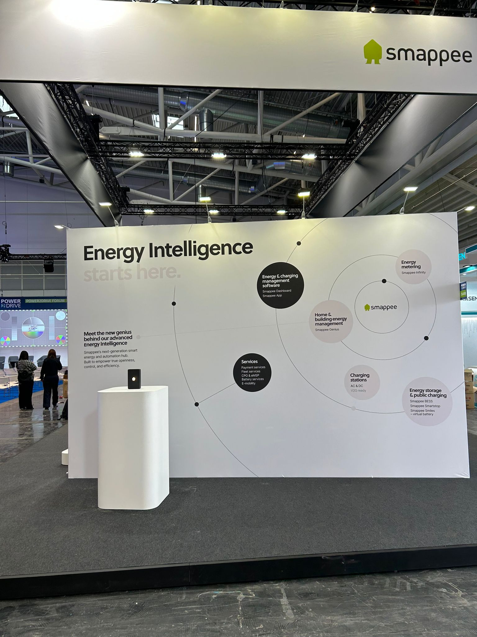 Smappee Voor Smappee realiseerde Travelexpo een moderne beursstand op Power2Drive München. De stand combineerde technologie, duurzaamheid en een strakke uitstraling om de innovatieve energieoplossingen van het merk optimaal te presenteren.