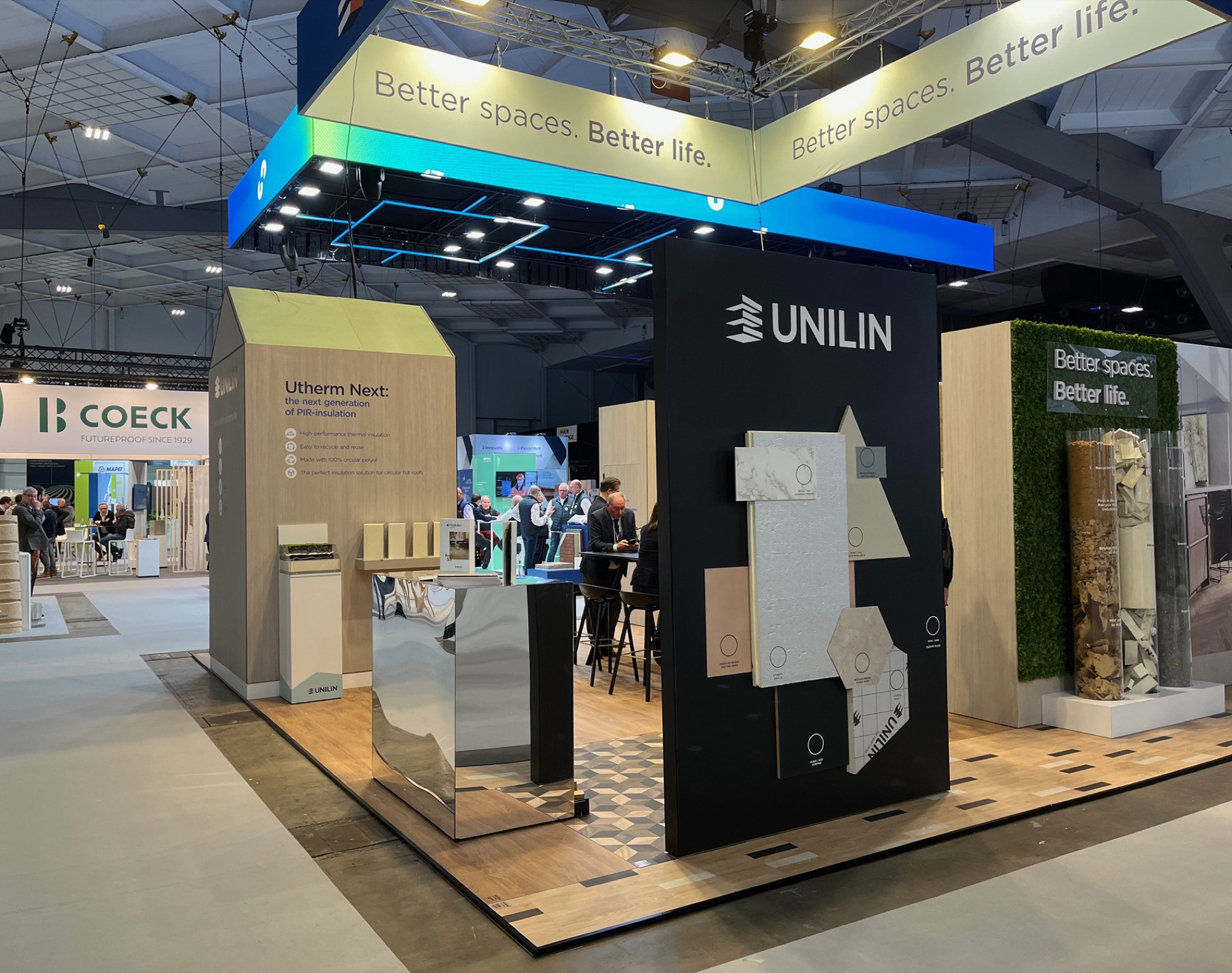 Unilin Voor Unilin verzorgde Travelexpo een innovatieve beursstand tijdens Futurebuild Belgium. Het ontwerp legde de nadruk op duurzaamheid, moderne materialen en een sterke merkpresentatie binnen de bouwsector.
