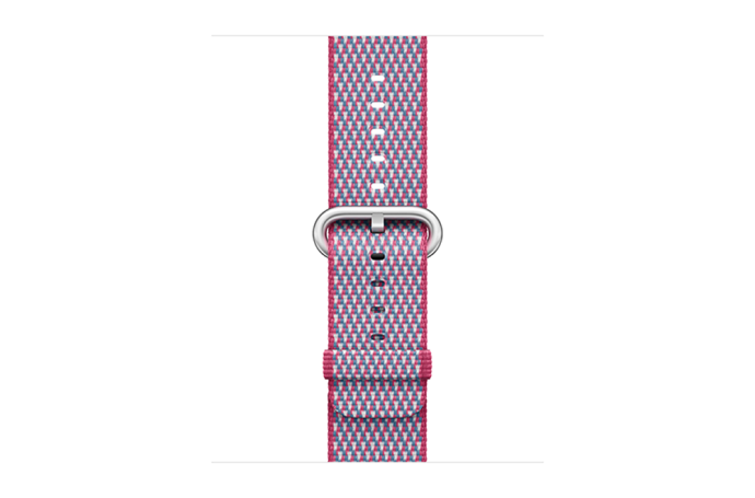 watchband-bessenrood geruit-geweven-38mm