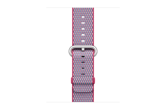 watchband-bessenrood geruit-geweven-42mm