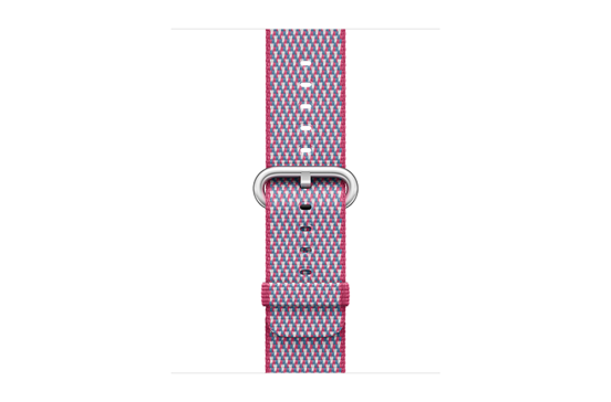 watchband-bessenrood geruit-geweven-38mm