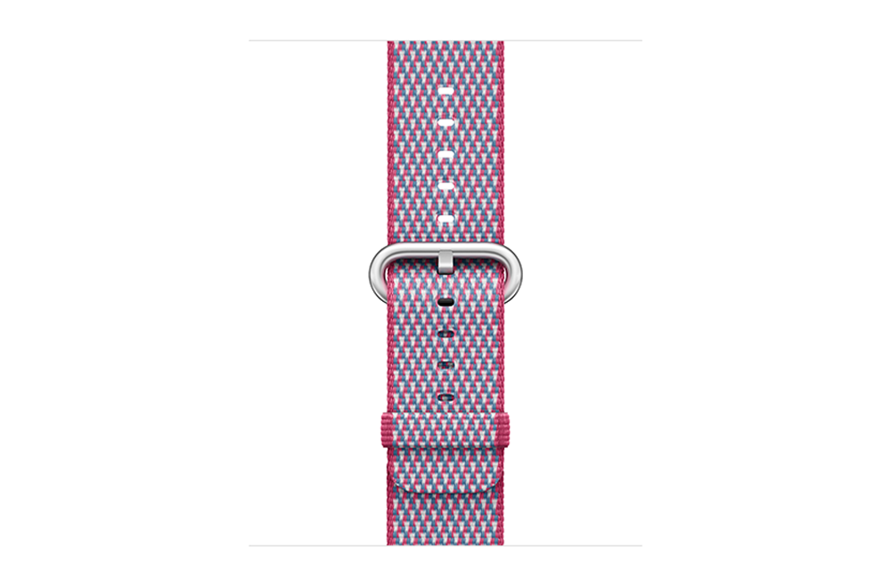 watchband-bessenrood geruit-geweven-42mm